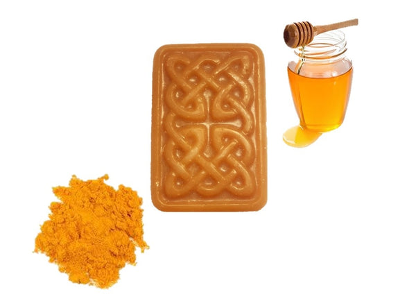 Anihsat Honey Turmeric Bar Soap - contains antioxidant and anti-inflammatory properties helps fight acne and infections with natural ingredients and enriched with honey and Turmeric