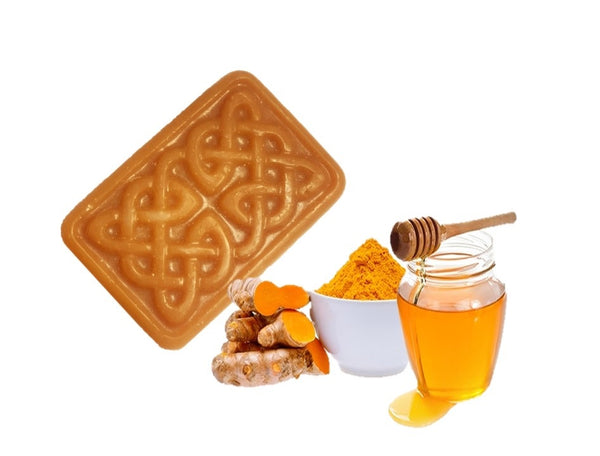 Anihsat Honey Turmeric Bar Soap - contains antioxidant and anti-inflammatory properties helps fight acne and infections with natural ingredients and enriched with honey and Turmeric